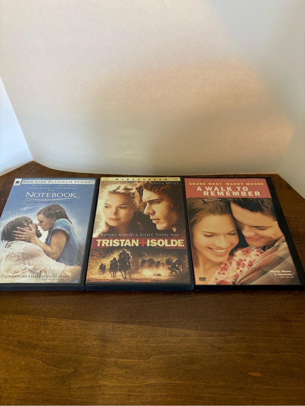 A Walk to Remember, The Notebook & Tristan & Isolde - Lot of 3 Movies DVD